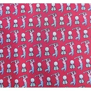 Vineyard Vines Silk Necktie AOP Pink Golf Print Sporty Athletic 60x3.75 Preppy